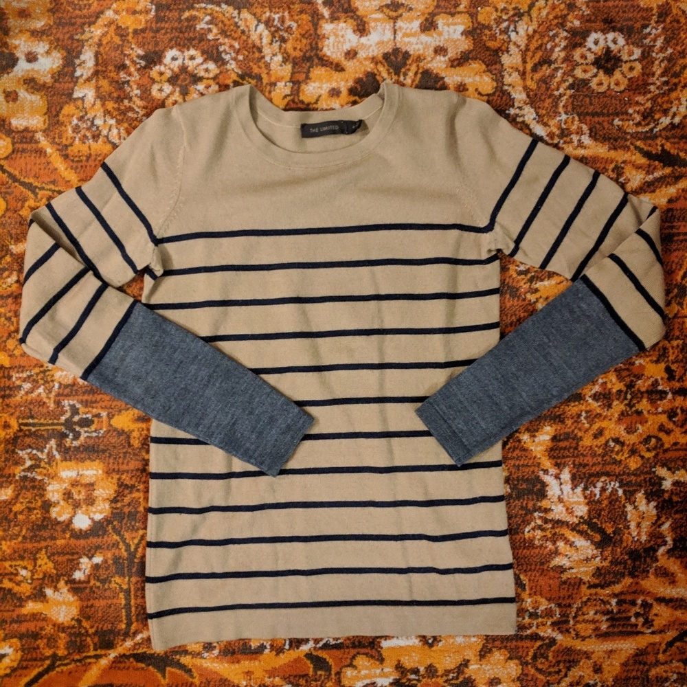 THE LIMITED Camel, Gray, and Navy Sweater